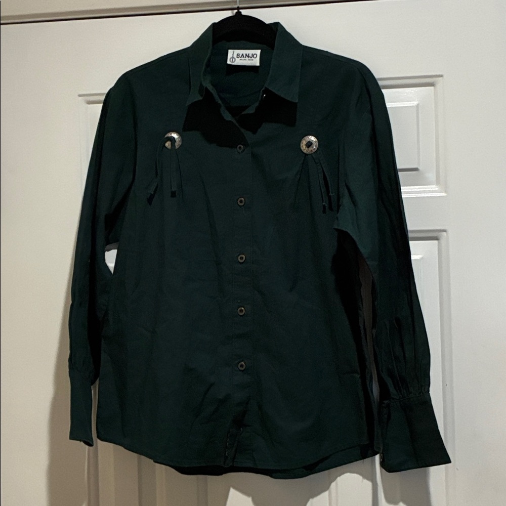 Banjo Dark Green Button-Up Shirt